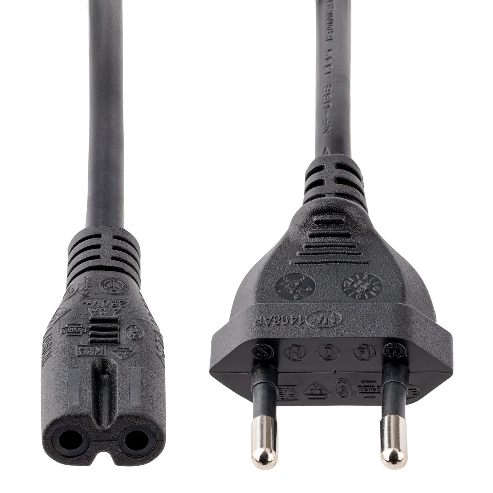 StarTech.com Câble d'Alimentation pour Ordinateur Portable de 2m - Prise EU vers Connecteur C7, 2,5A 250WG, 18AWG - Câble d'Alimentation pour Imprimante - Cordon Alimentation PC Portable