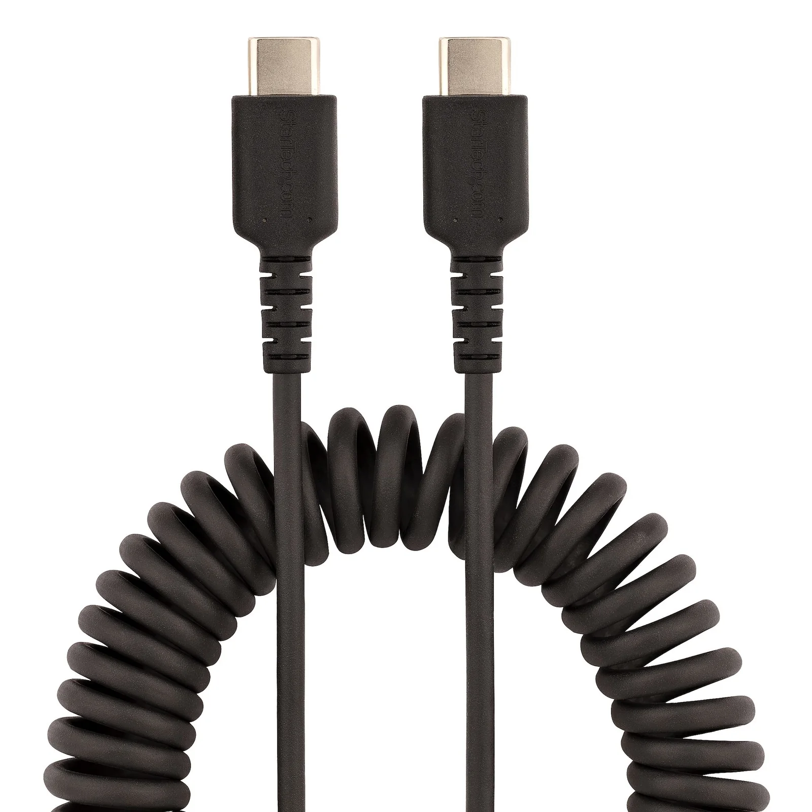 StarTech.com Câble de Charge Rapide USB-C de 50cm, Robuste, Spiralé, Charge et Synchronisation, 3A, USB 2.0, Gaine TPE et Fibre Aramide - Cordon de Charge USB C