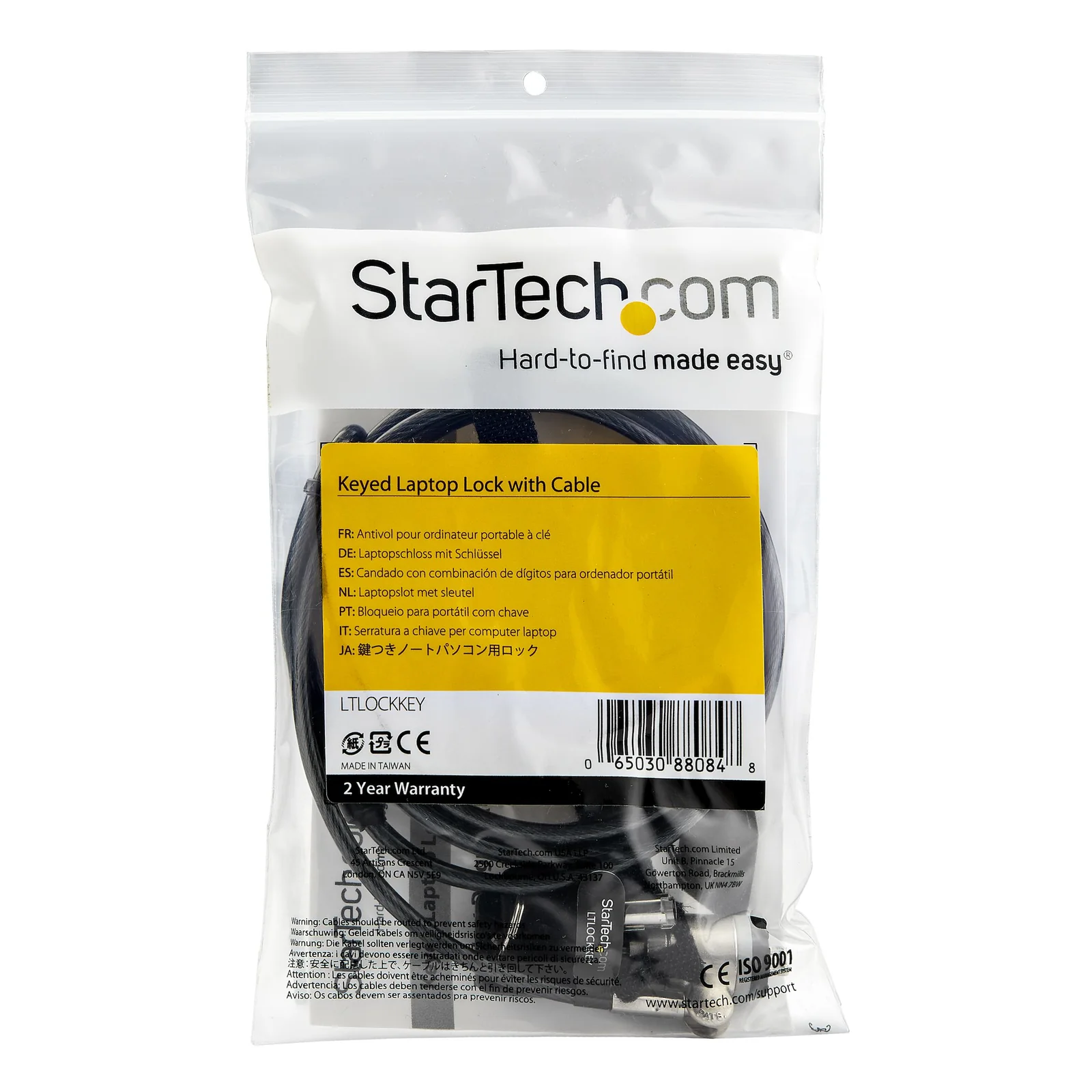 StarTech.com Câble de sécurité pour ordinateur portable avec bouton de verrouillage
