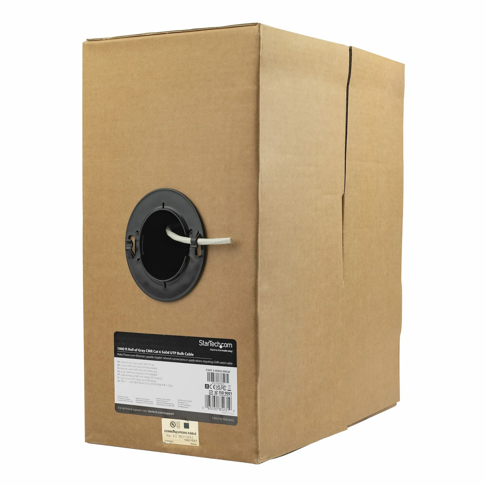 Câble Ethernet Cat 6 en Vrac - 304,8 m - Solide - Classé CMR - Gris - Conforme TAA