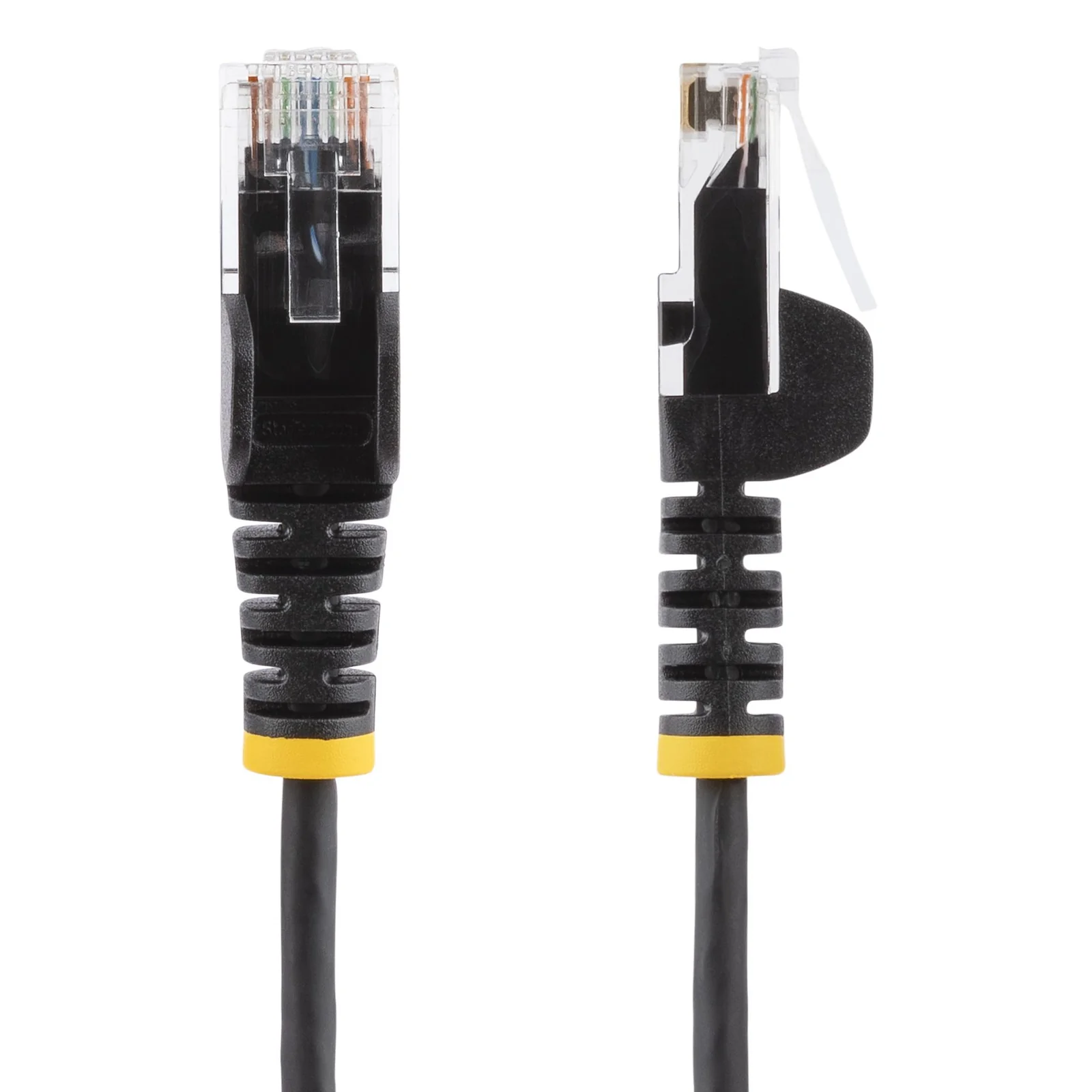 StarTech.com Câble Ethernet CAT6 Noir Fin de 15m, Sans Accroc, 100W PoE, UTP, LSZH, Fil de Cuivre Pur 28AWG, Cordon Patch Réseau RJ45 avec Serre-Câble, Contrôlé Fluke