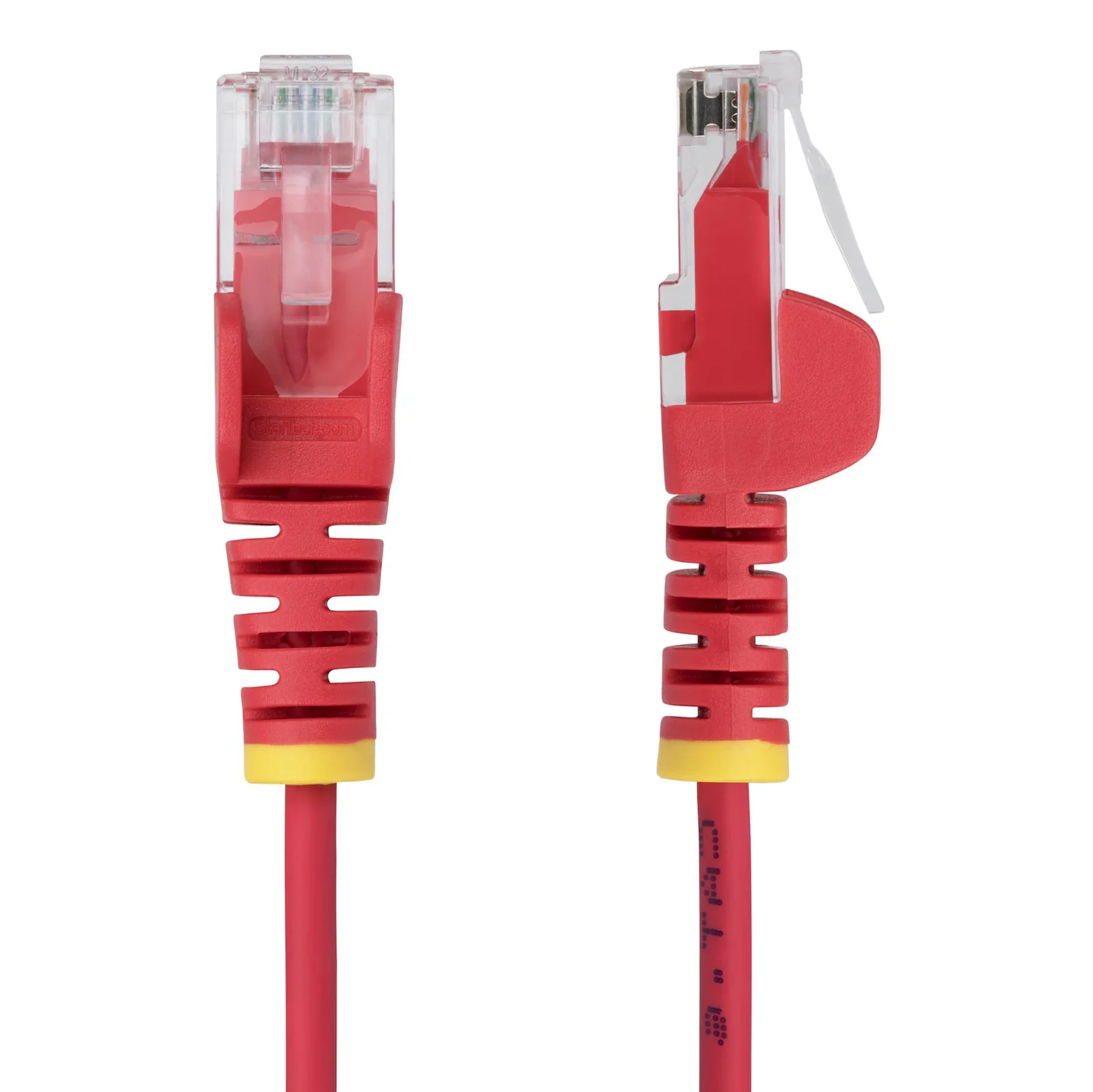StarTech.com Câble Ethernet CAT6 Rouge Fin de 15m, Sans Accroc, 100W PoE, UTP, LSZH, Fil de Cuivre Pur 28AWG, Cordon Patch Réseau RJ45 avec Serre-Câble, Contrôlé Fluke