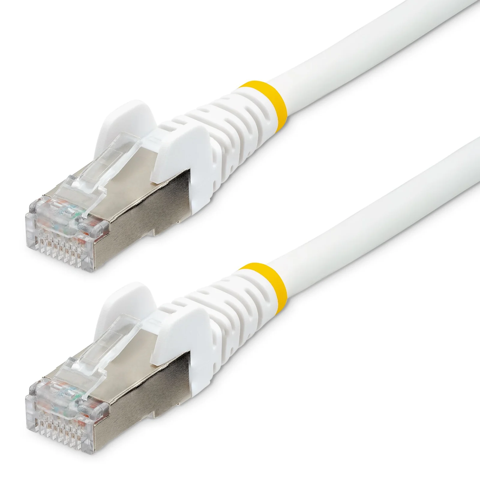 Câble Ethernet CAT6a 50cm - Low Smoke Zero Halogen (LSZH) - 10 Gigabit 500MHz 100W PoE RJ45 S/FTP Cordon de Raccordement Réseau Snagless Blanc avec Décharge de Tension