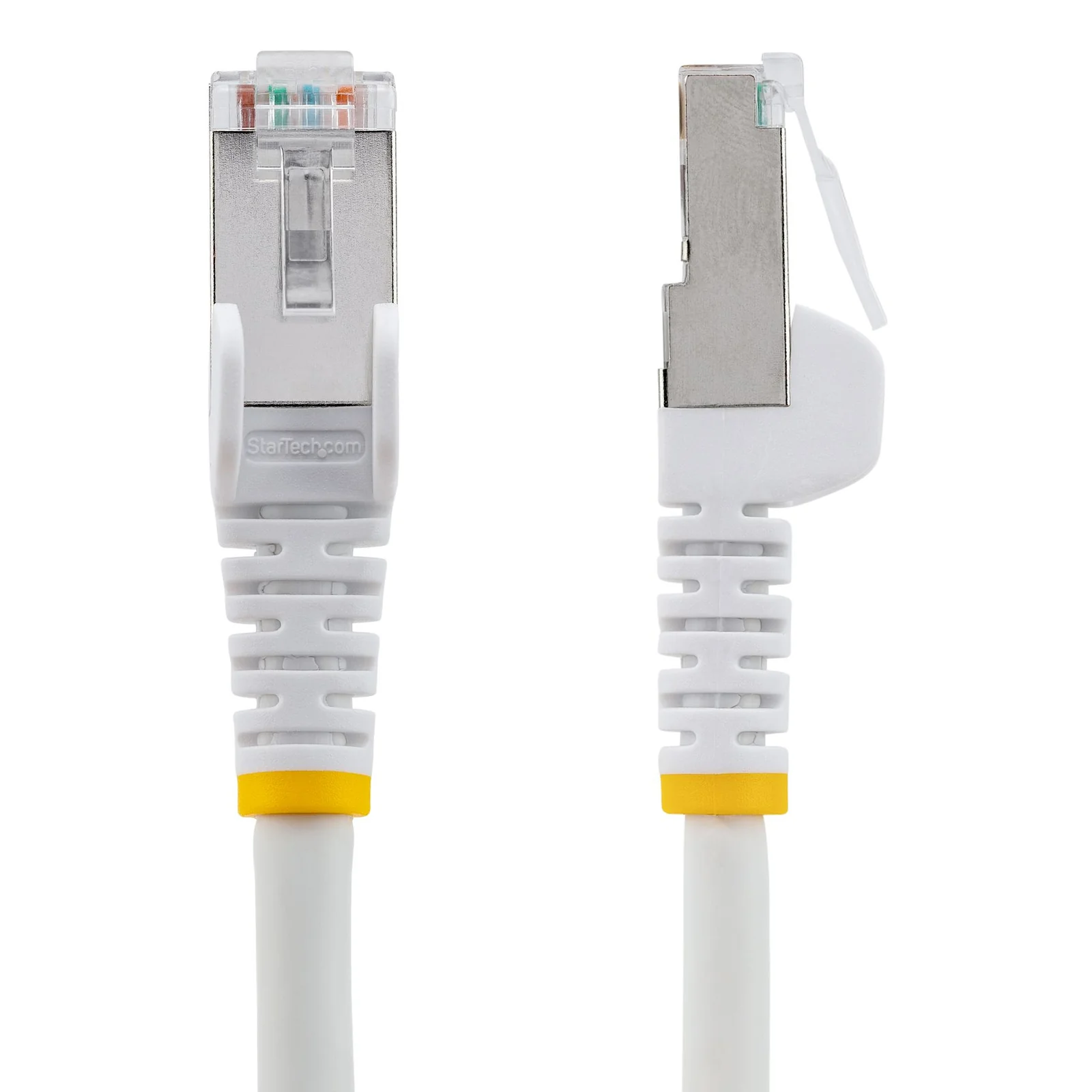 StarTech.com Câble Ethernet CAT6a 50cm - Low Smoke Zero Halogen (LSZH) - 10 Gigabit 500MHz 100W PoE RJ45 S/FTP Cordon de Raccordement Réseau Snagless Blanc avec Décharge de Tension