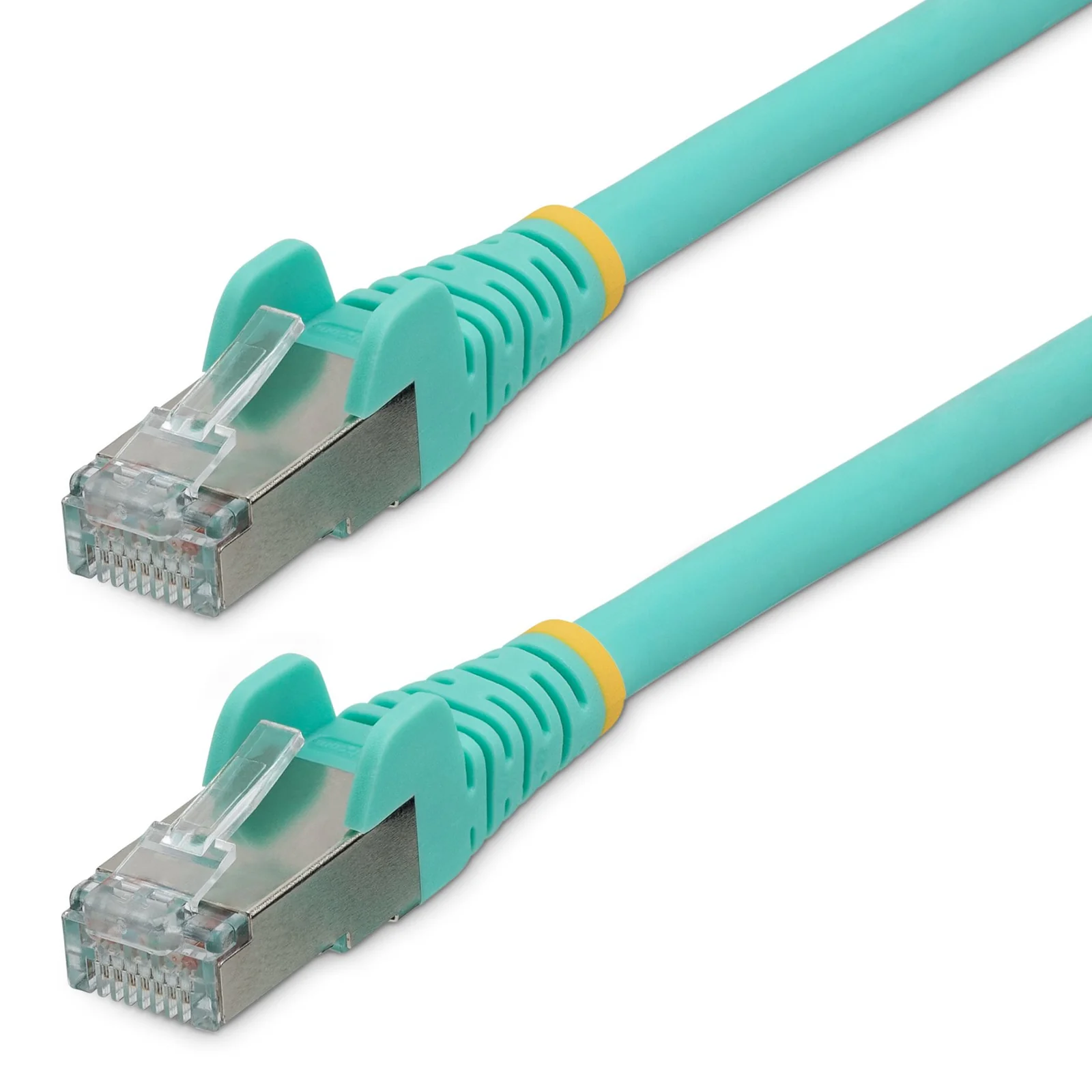 Câble Ethernet CAT6a 7,5m - Low Smoke Zero Halogen (LSZH) - 10 Gigabit 500MHz 100W PoE RJ45 S/FTP Cordon de Raccordement Réseau Snagless Turquoise avec Décharge de Tension