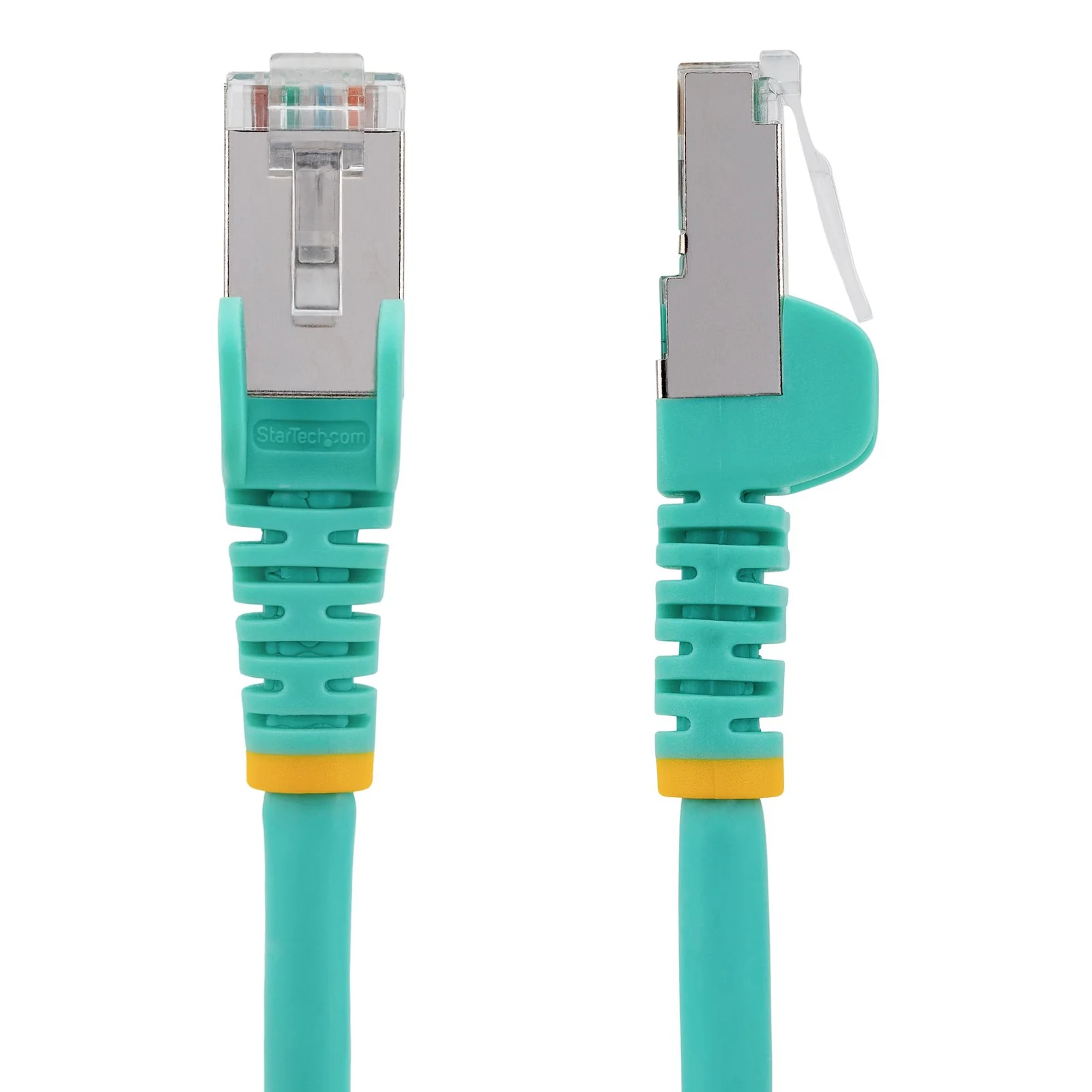 StarTech.com Câble Ethernet CAT6a 7,5m - Low Smoke Zero Halogen (LSZH) - 10 Gigabit 500MHz 100W PoE RJ45 S/FTP Cordon de Raccordement Réseau Snagless Turquoise avec Décharge de Tension