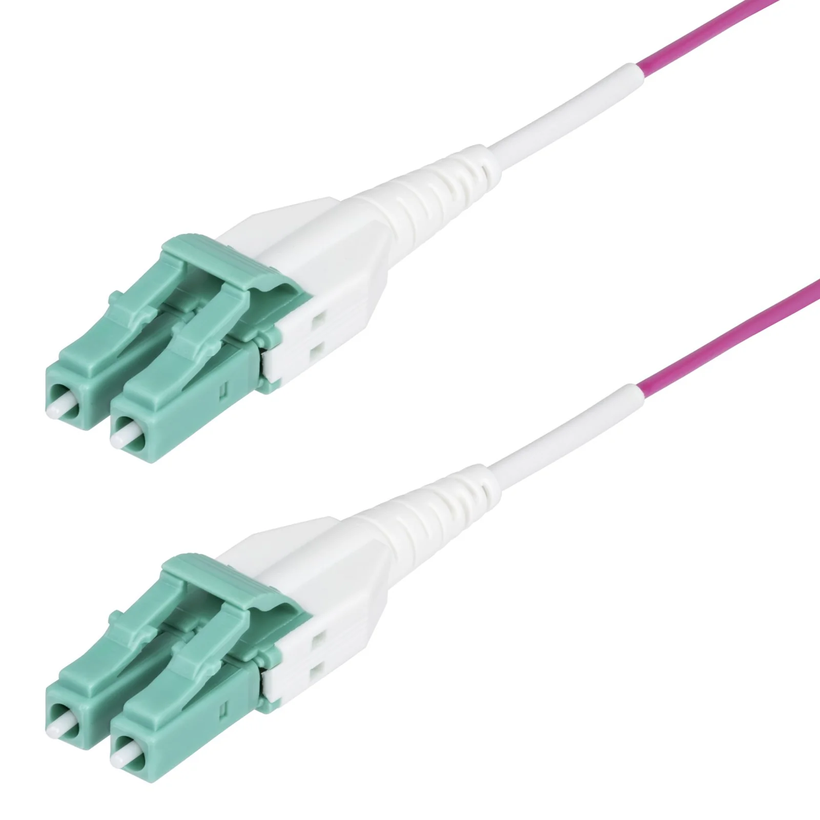 Câble Fibre Optique Multimode OM4 LC vers LC (UPC) de 2m, Erika Violet, 50/125 µm, 40G/100G, LOMMF/VCSEL, Cordon de Raccordement Fibre Optique Uniboot, Certifié OFNR Riser