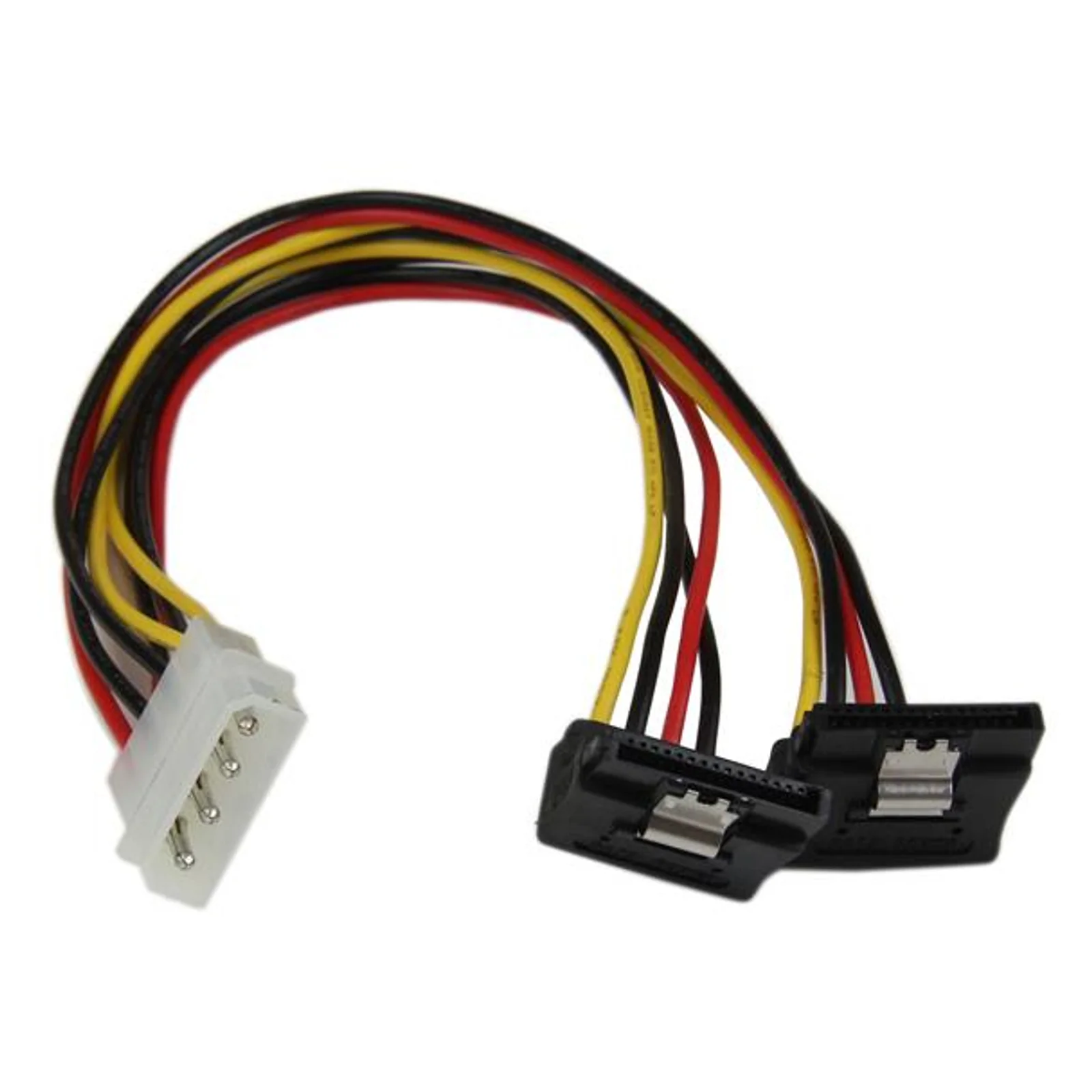 Câble répartiteur d'alimentation en Y LP4 vers 2 SATA à angle droit et verrouillage 30 cm - LP4 4 broches vers deux SATA