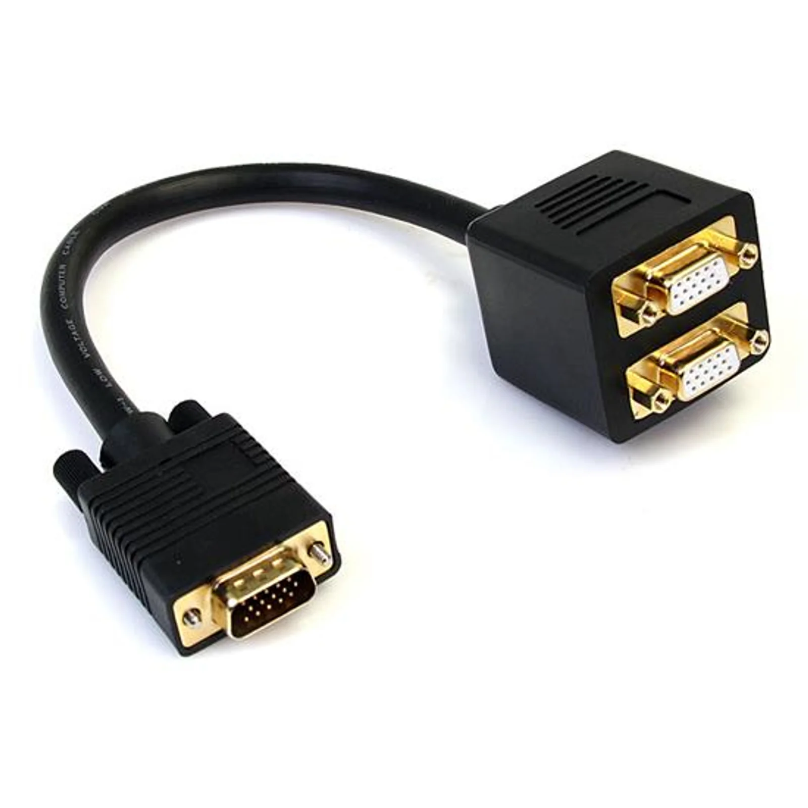 Câble répartiteur vidéo VGA de 30cm - 1x VGA (Mâle) vers 2x VGA (Femelle) - Noir