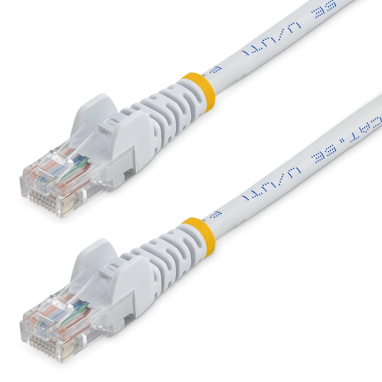 Câble réseau Cat5e UTP sans crochet de 2m - Cordon Ethernet RJ45 anti-accroc - M/M - Blanc