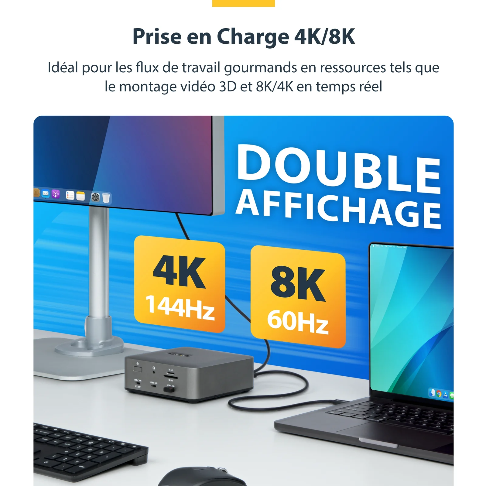 StarTech.com Câble Thunderbolt 5 de 50cm, 80Gbps/Jusqu'à 120Gbps, 240W PD, 8K 60Hz, Câble Thunderbolt Certifié, Compatible avec Thunderbolt 4/USB4/USB-C