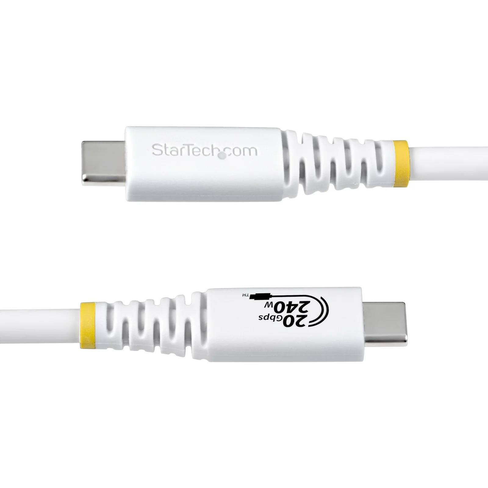 StarTech.com Câble USB 4 de 2 m, 20 Gbps, Câble USB-C Certifié USB-IF, PD EPR 240 W, DP 1.4 4K 120 Hz, Gaine TPE, Cordon USB-C Blanc