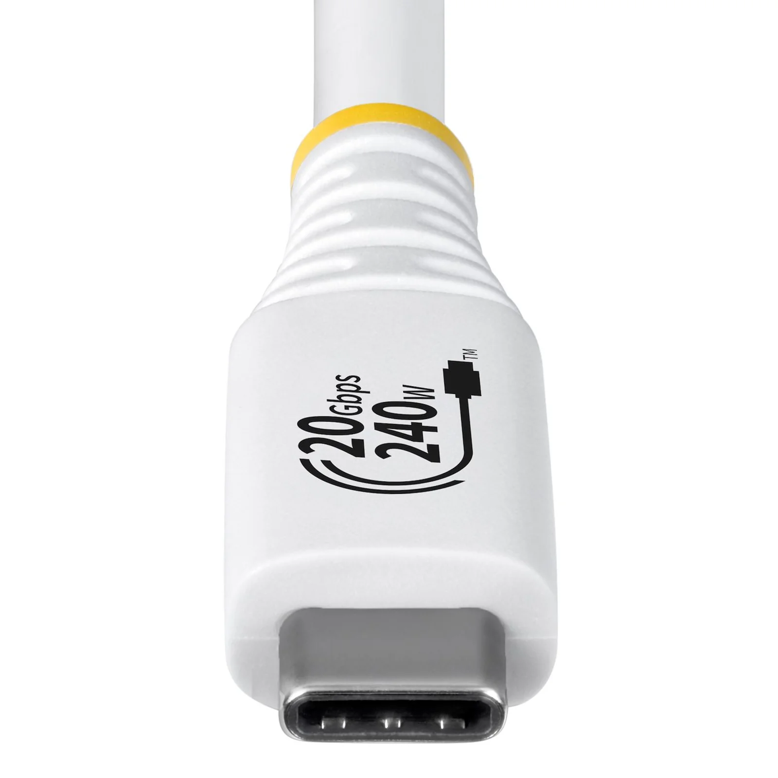 StarTech.com Câble USB 4 de 2 m, 20 Gbps, Câble USB-C Certifié USB-IF, PD EPR 240 W, DP 1.4 4K 120 Hz, Gaine TPE, Cordon USB-C Blanc