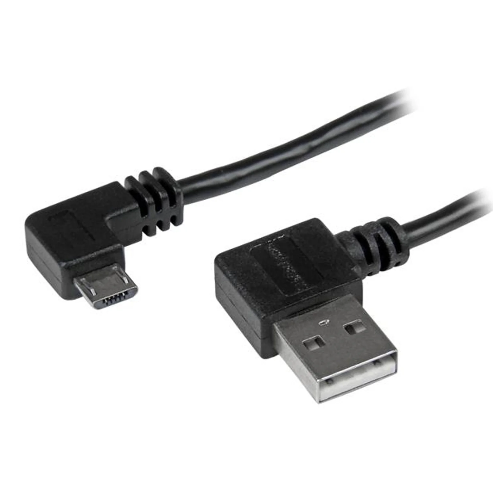 Câble USB A vers Micro B de 2 m avec connecteurs coudés à angle droit - M/M - Noir