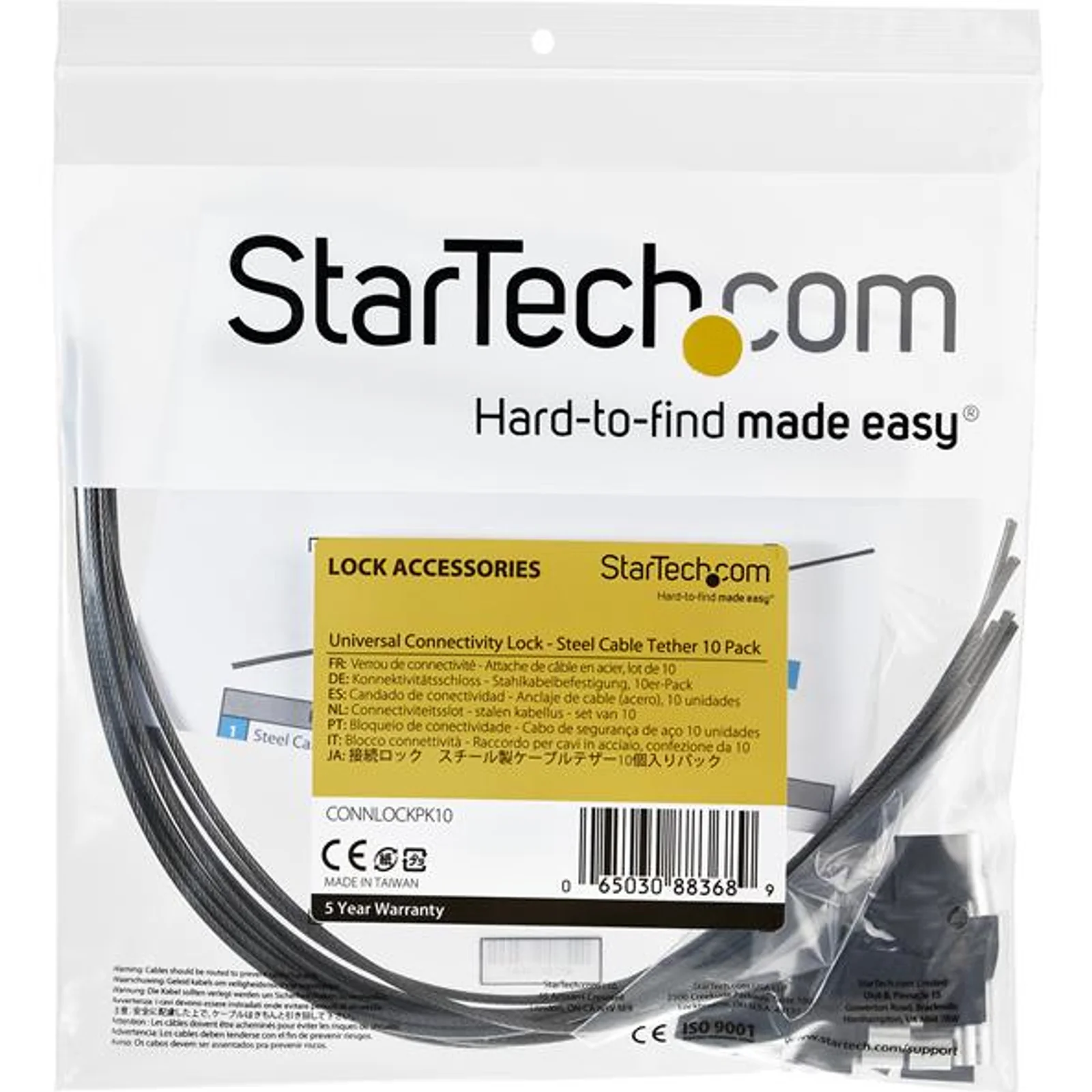 StarTech.com Câbles d'attache de sécurité en acier - Réglable - Paquet de 10