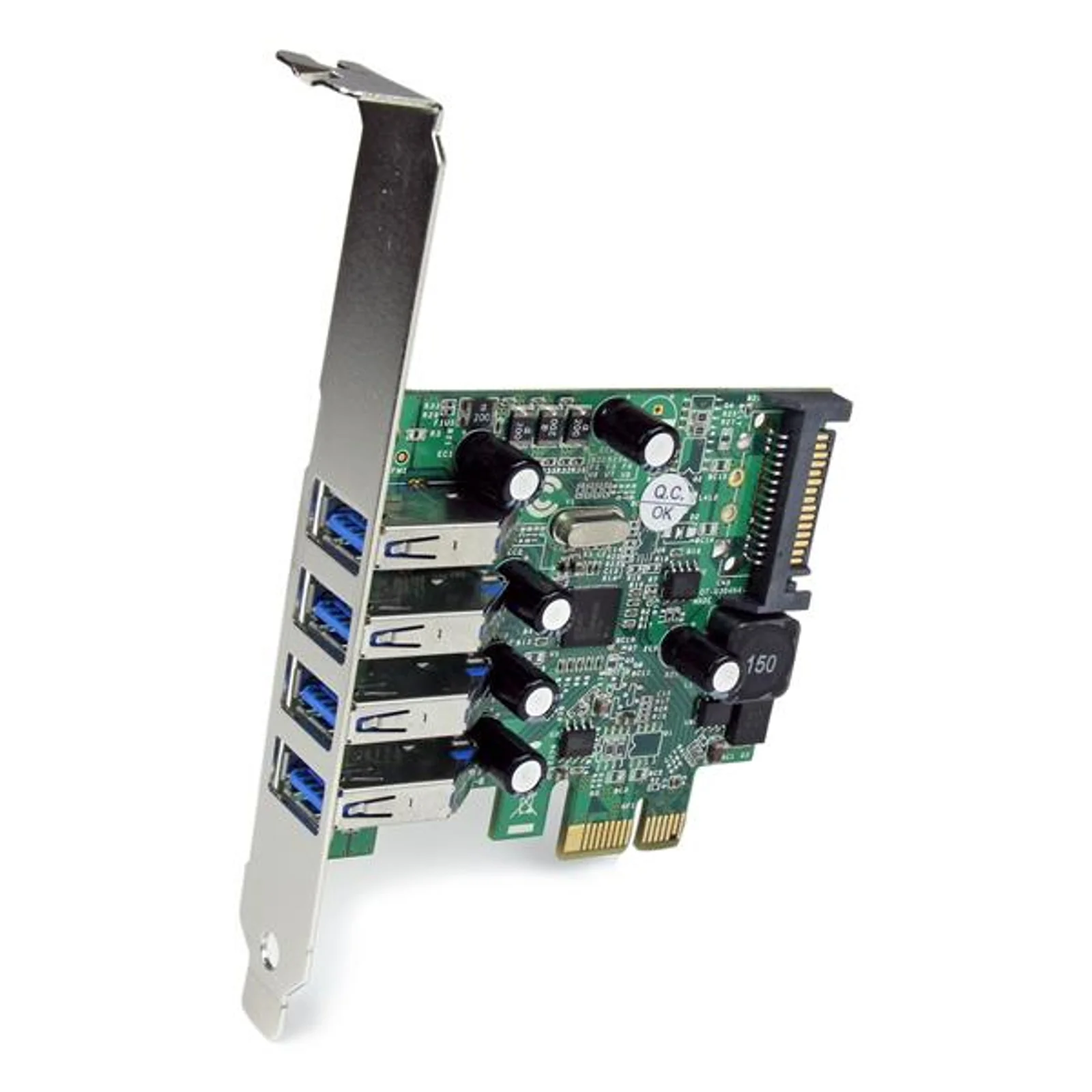 StarTech.com Carte contrôleur PCI Express à 4 ports USB 3.0 SuperSpeed - Adaptateur PCIe avec UASP et alimentation SATA