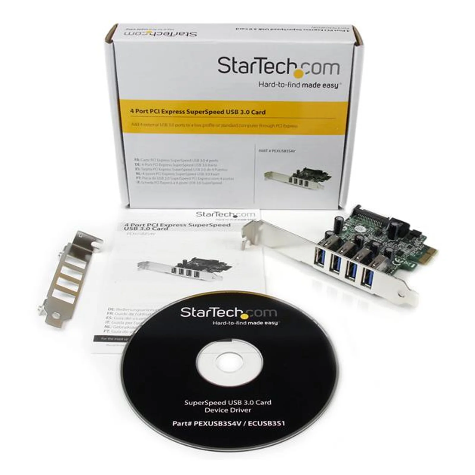 StarTech.com Carte contrôleur PCI Express à 4 ports USB 3.0 SuperSpeed - Adaptateur PCIe avec UASP et alimentation SATA