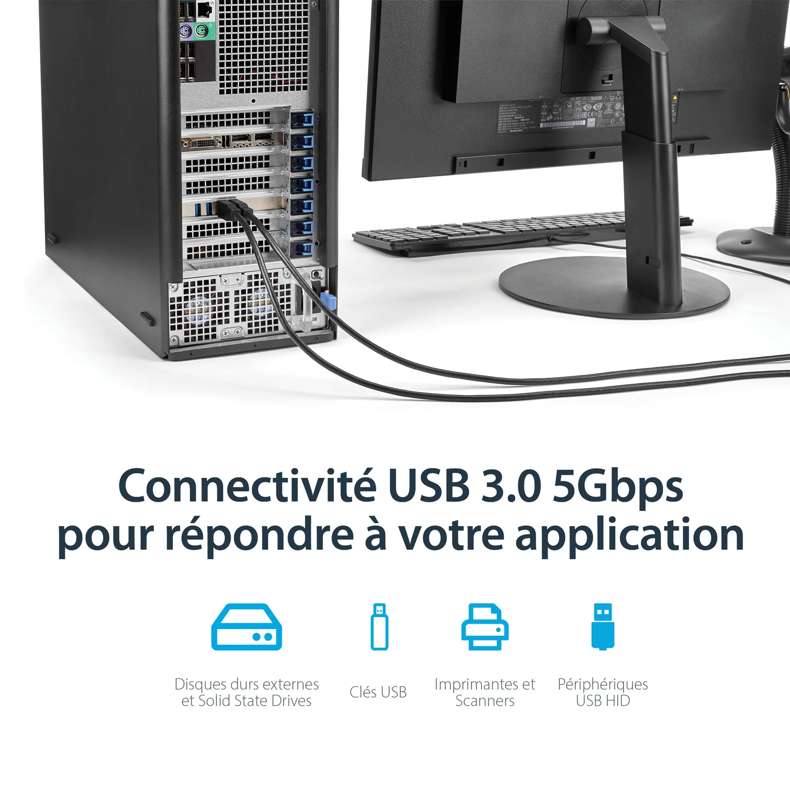 StarTech.com Carte Contrôleur PCI Express vers 4 Ports USB 3.0 avec 4 voies dédiés de 5 Gb/s - UASP - Alim SATA / LP4