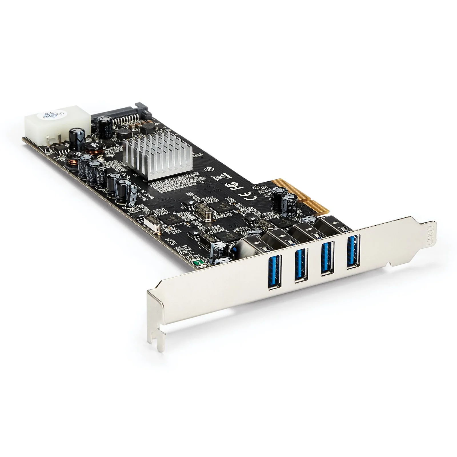 Carte Contrôleur PCI Express vers 4 Ports USB 3.0 avec 4 voies dédiés de 5 Gb/s - UASP - Alim SATA / LP4