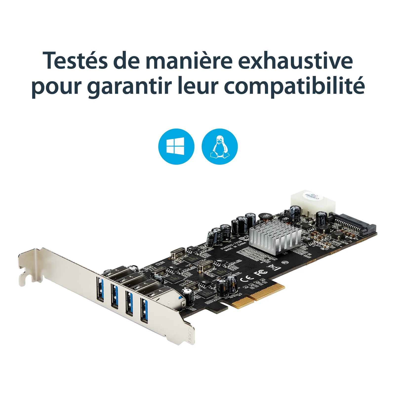 StarTech.com Carte Contrôleur PCI Express vers 4 Ports USB 3.0 avec 4 voies dédiés de 5 Gb/s - UASP - Alim SATA / LP4