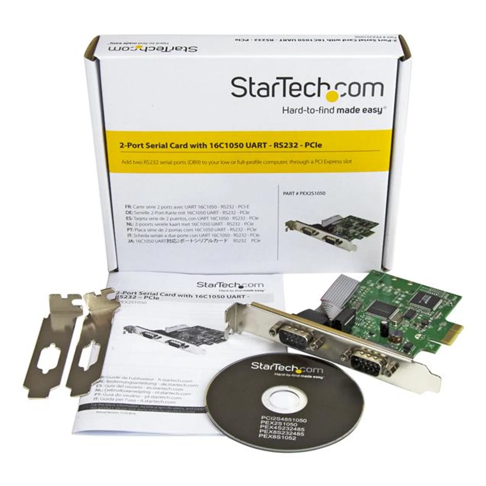 StarTech.com Carte PCI Express à 2 ports série DB9 RS232 - Adaptateur PCIe série avec UART 16C1050