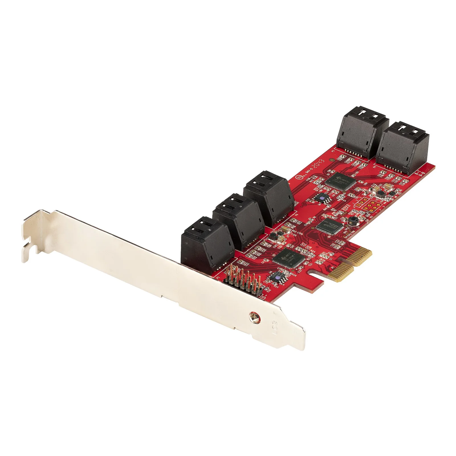 Carte PCI Express SATA 10 ports - Carte Contrôleur PCIe SATA - 6Gbps - ASM1166 Non-Raid - Convertisseur PCI Express 2.0 vers SATA - Connecteurs SATA Empilés - Carte d'Extension SATA