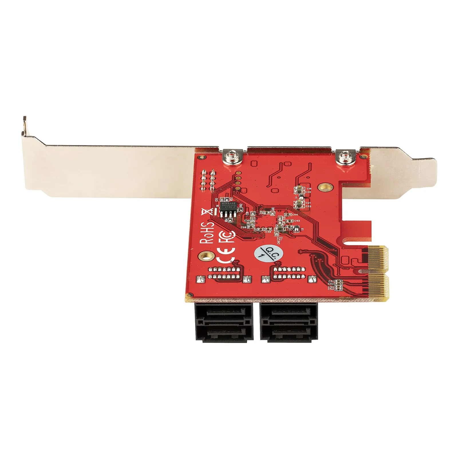 StarTech.com Carte PCI Express SATA 4 ports - Carte Contrôleur PCIe SATA - 6Gbps - ASM1166 Non-Raid - Convertisseur PCI Express 3.0 vers SATA - Connecteurs SATA Empilés - Carte d'Extension SATA