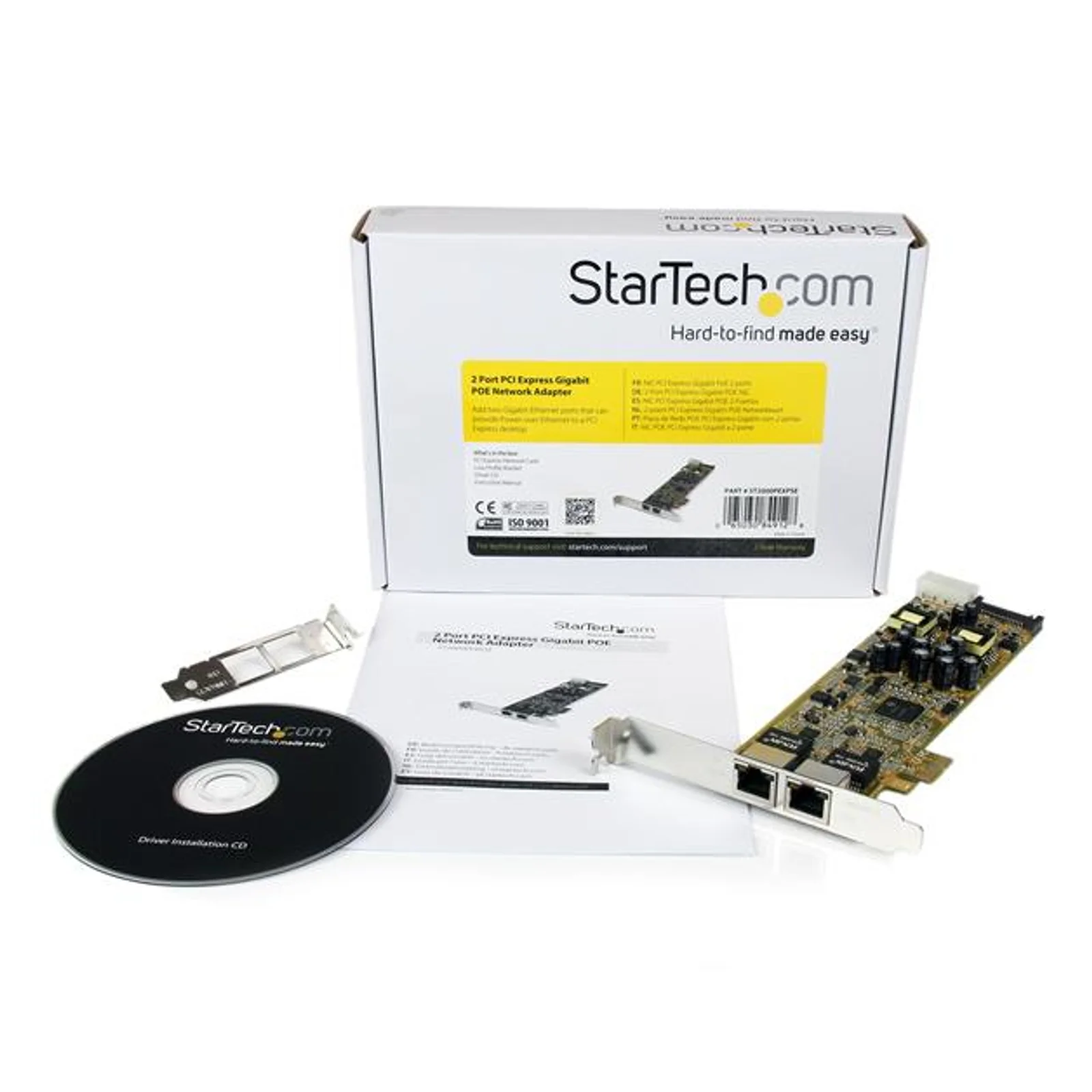 StarTech.com Carte Réseau PCI Express 2 ports Gigabit Ethernet RJ45 10/100/1000Mbps - POE/PSE