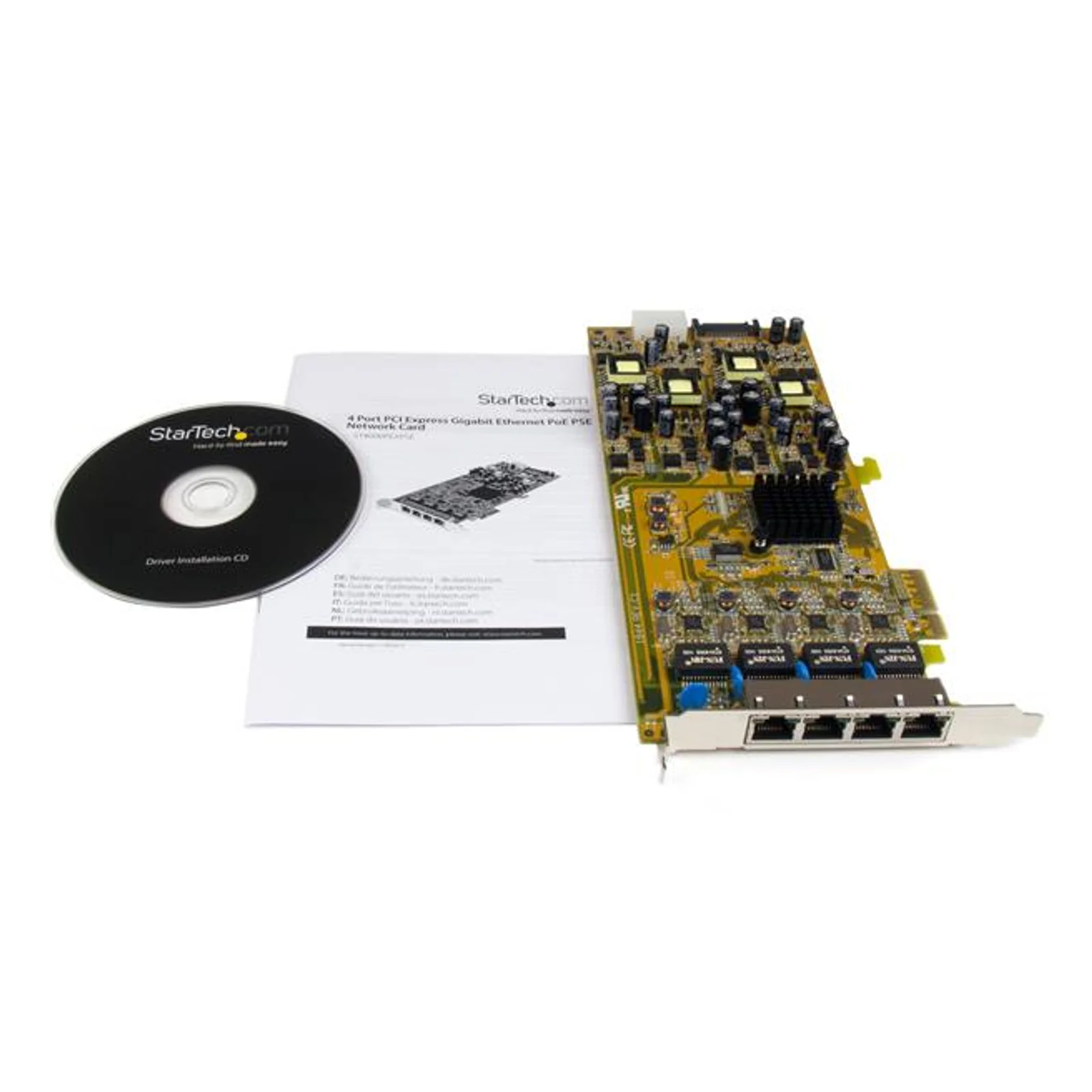 StarTech.com Carte réseau PCIe à 4 ports Gigabit Power over Ethernet - NIC PCI Express PSE / PoE