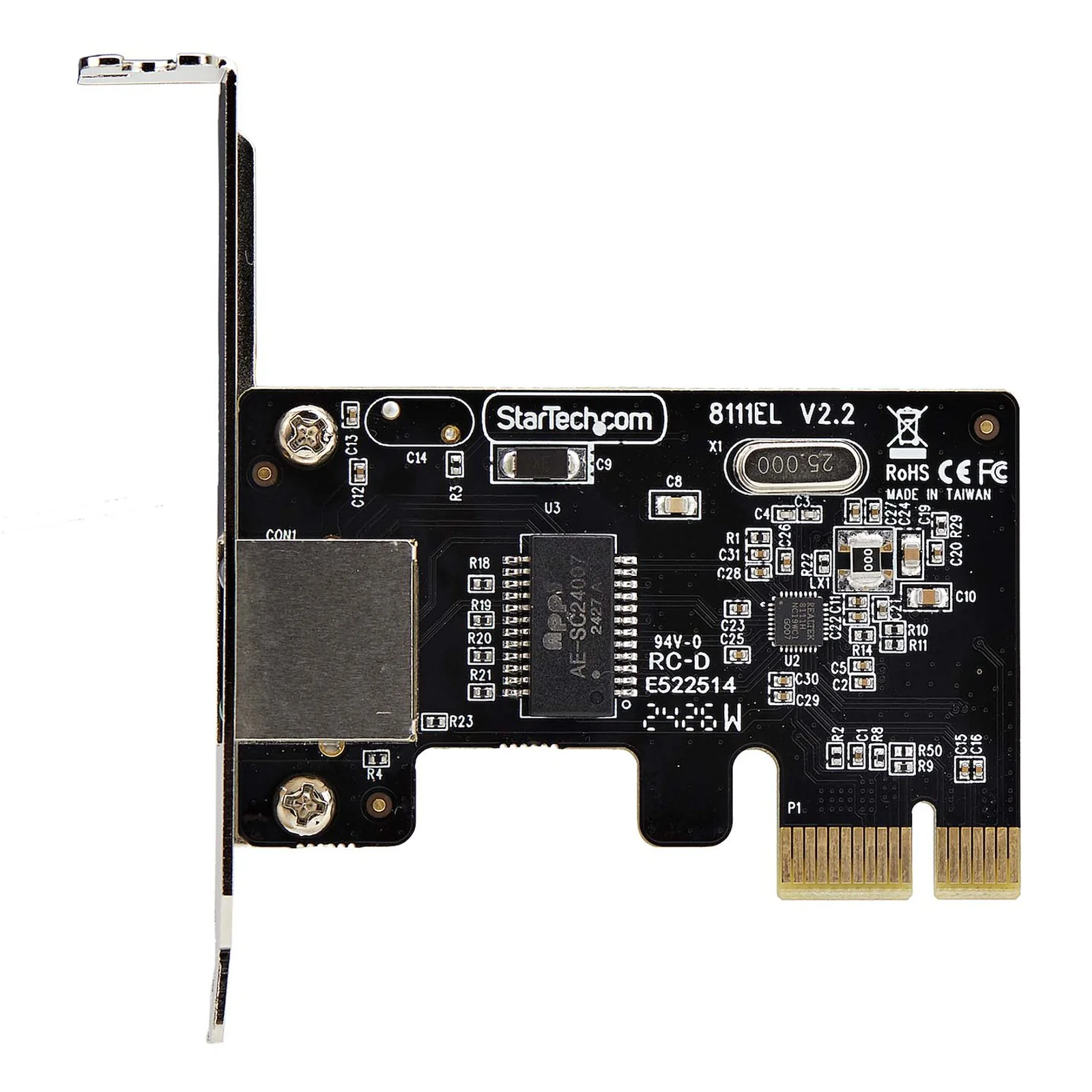 StarTech.com Carte Réseau PCIe Gigabit à 1 Port, Carte Réseau Profil Bas, Carte LAN PCI Express 10/100/1000Mbps, Realtek RTL8111H, Windows et Linux, Conforme TAA