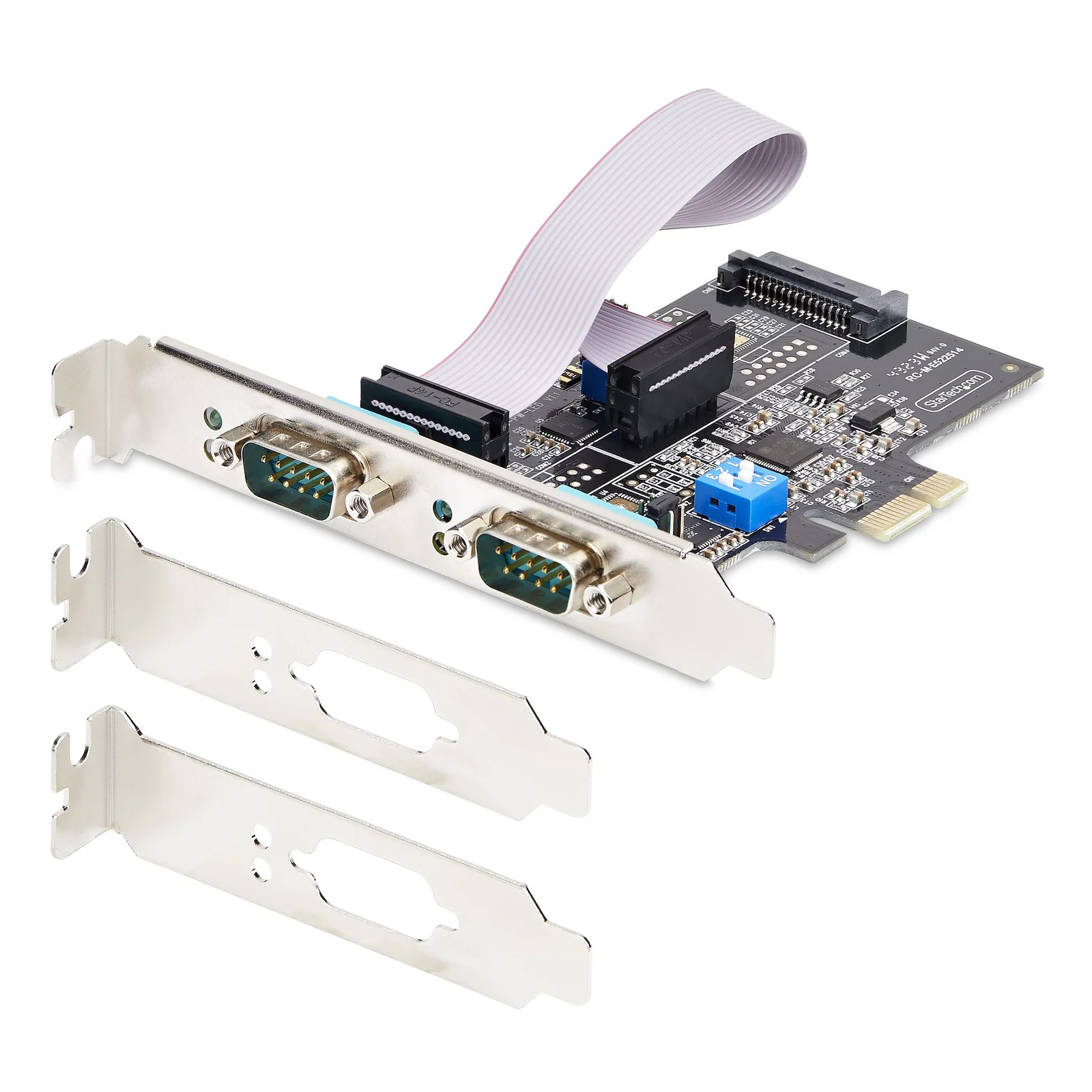 StarTech.com Carte Série PCI Express à 2 Ports - Adaptateur/Carte PCIe à 2 Ports vers RS232/RS422/RS485 (DB9), Support Bas-Profil Inclus, UART 16C1050, Windows/Linux, Conformité TAA - Protection ESD de niveau 4