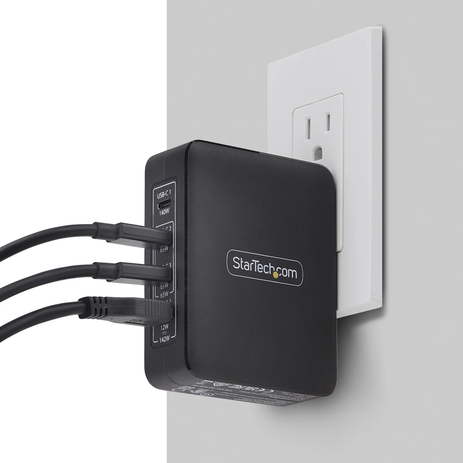 StarTech.com Chargeur Mural USB-C 140W, 3x USB-C/1x USB-A, Adaptateur d'Alimentation Power Delivery 3.1 International GaN pour MacBook/Dell XPS/Inspiron