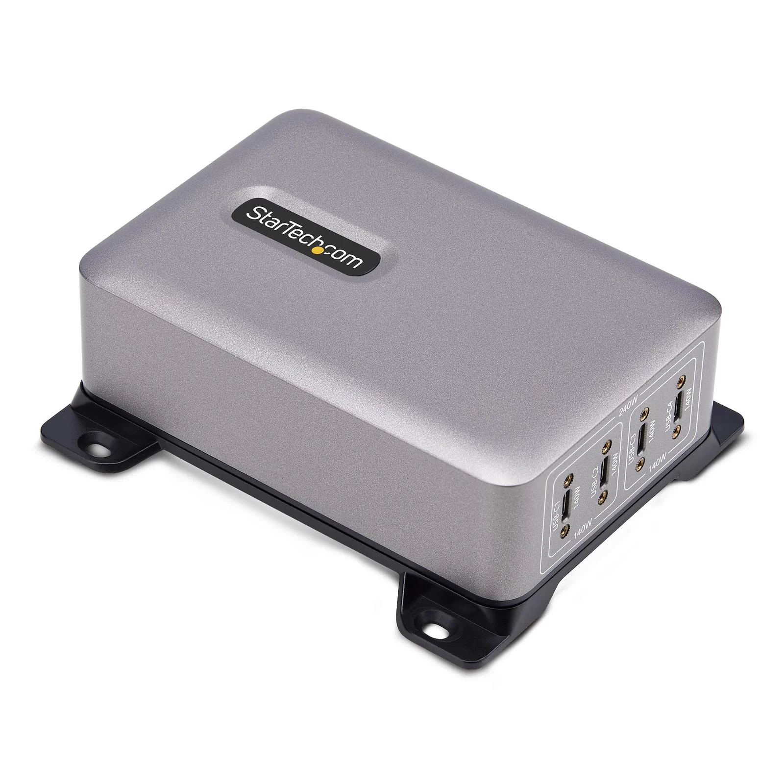 Chargeur USB-C Multi-Appareils à 4 Ports, 240 W au Total, Port Unique 140 W EPR, PD 3.1, Ports de Verrouillage à Vis, Salles de Réunion, Support Inclus pour le Montage en Surface