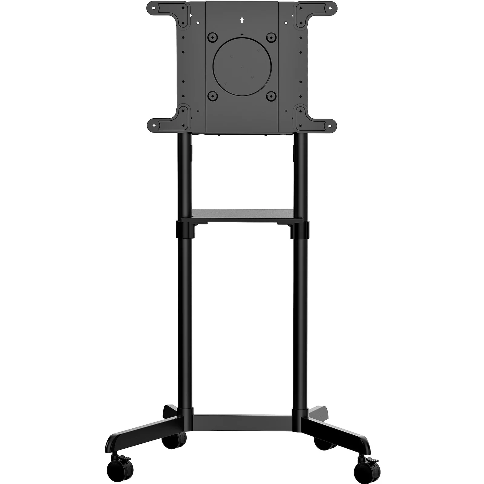 Chariot Meuble TV - Support TV sur Roulettes Portable pour Écrans VESA 37-70" (70kg) - Pied TV avec Étagère de Rangement - Inclinable - Gabarit de Montage Universel Télévision