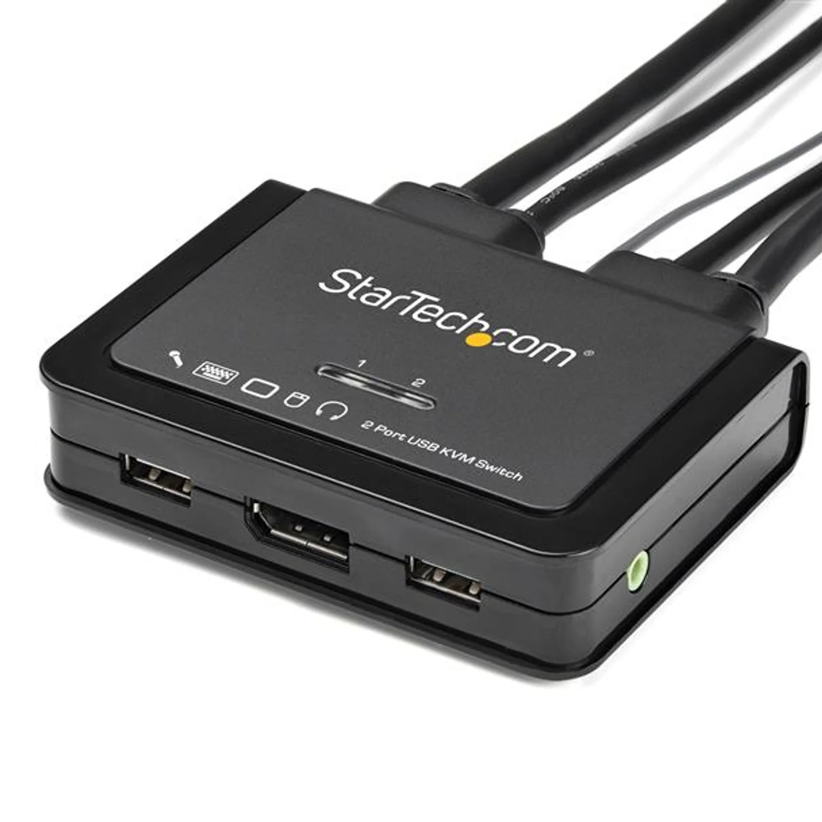 StarTech.com Commutateur KVM à 2 ports USB 4K 60 Hz DisplayPort avec câbles incorporés