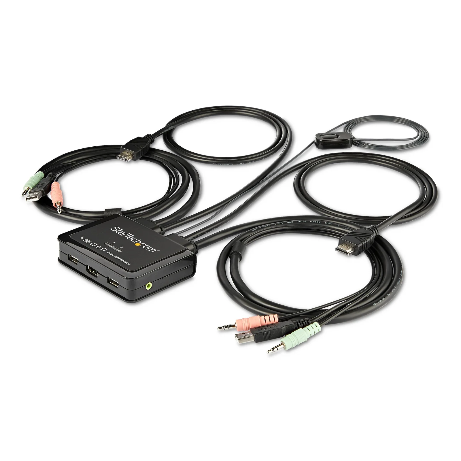 Commutateur KVM HDMI à 2 ports avec câbles incorporés - USB 4K 60Hz