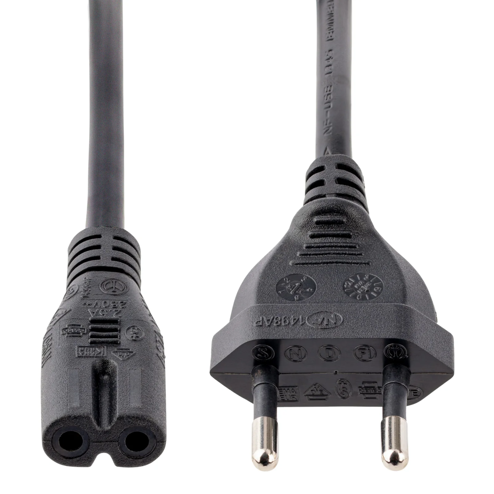 StarTech.com Cordon d'alimentation bipolaire standard EU vers C7 de 1m pour ordinateur portable - M/F - Noir
