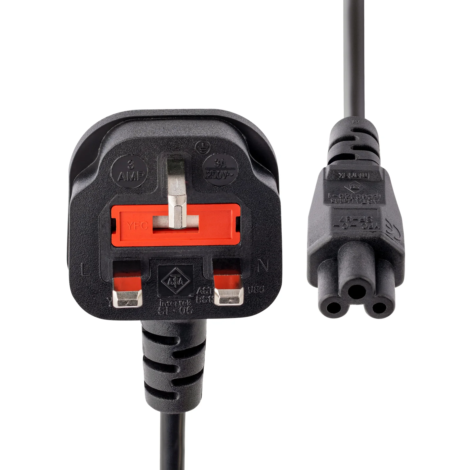 StarTech.com Cordon d'alimentation en trèfle pour GB BS1363 vers C5 de 1m pour ordinateur portable M/F - Noir