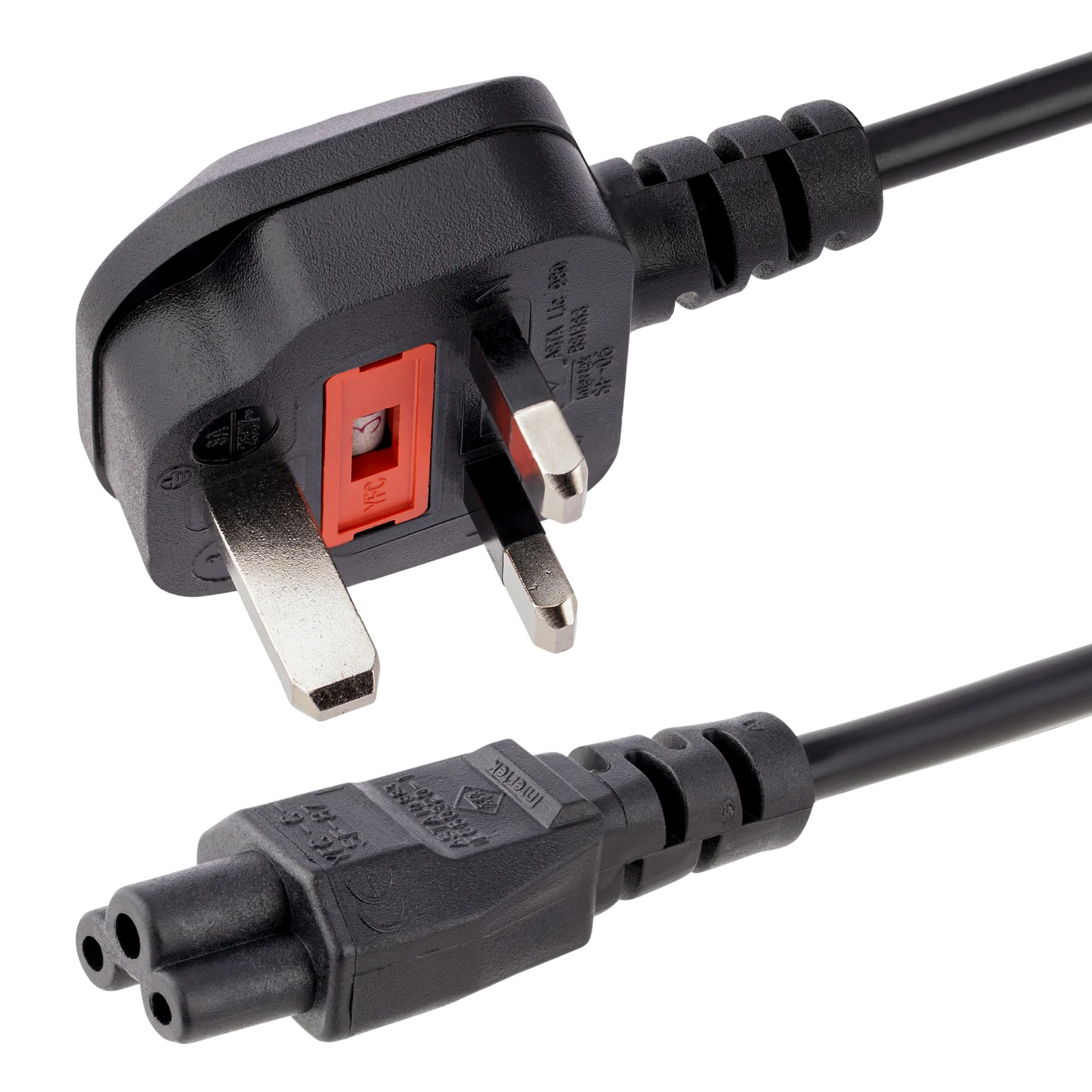 Cordon d'alimentation en trèfle pour GB BS1363 vers C5 de 2m pour ordinateur portable M/F - Noir