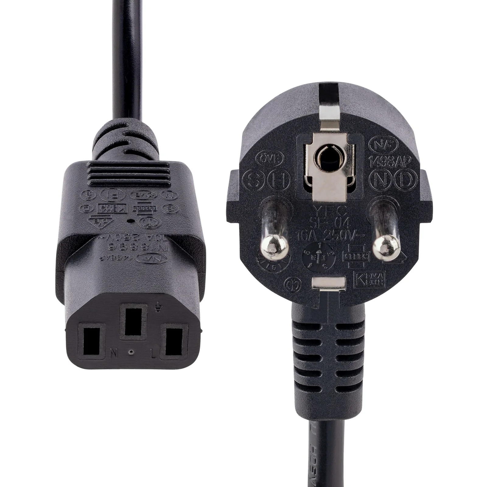 StarTech.com Cordon d'Alimentation PC de 1m - Câble Alimentation, 18AWG, 10A 250V - Cordon d'Alimentation pour Ordinateur Schuko UE vers C13 - Câble Alimentation TV/moniteur - Câble Schuko CEE 7/7 à IEC 60320 C13