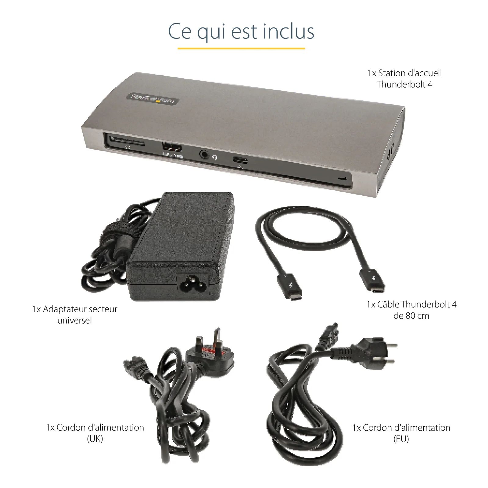 StarTech.com Dock Thunderbolt 4 - Hub Thunderbolt 4 96W Power Delivery - Moniteur unique 8K/Double moniteurs 4K 60Hz - Docking Station Thunderbolt 4 3xTB4/USB4/4xUSB-A/SD/GbE - Station d'Accueil Thunderbolt 4