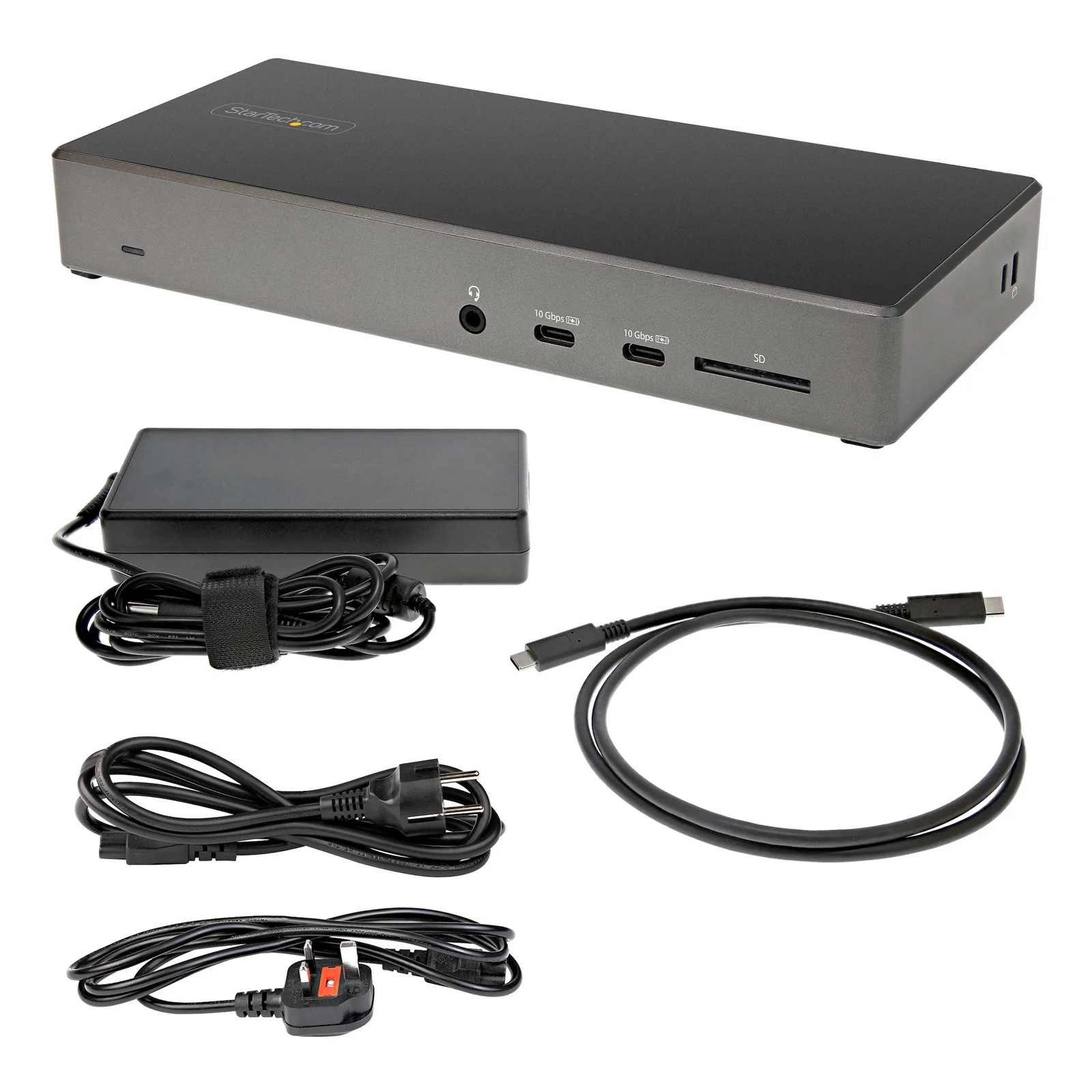 StarTech.com Dock USB-C - Station d'accueil USB Type C Triple Écrans 4K - Alimentation 100W - DP 1.4 Alt Mode & DSC, 2x DisplayPort 1.4/HDMI 2.0 - 6xUSB (2x 10Gbps) - Windows/Chrome