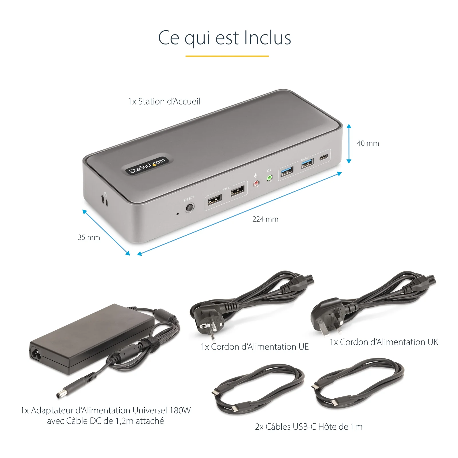 StarTech.com Docking Station KVM USB-C pour Deux PC Portables - Station d'Accueil DisplayPort 4K 60Hz pour 2 Moniteurs - Hub USB 5 Ports, GbE, Alimentation 90W/45W - Stations d'Accueil pour Ordinateur Portable