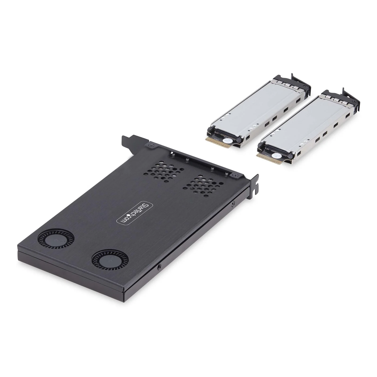 StarTech.com Double Baie M.2 NVMe SSD vers PCIe x8 avec Plateau Amovible, Bifurcation PCIe requise, Installation sans Outils, PCIe Backplane avec Deux Baies de Disques Hot-Swap