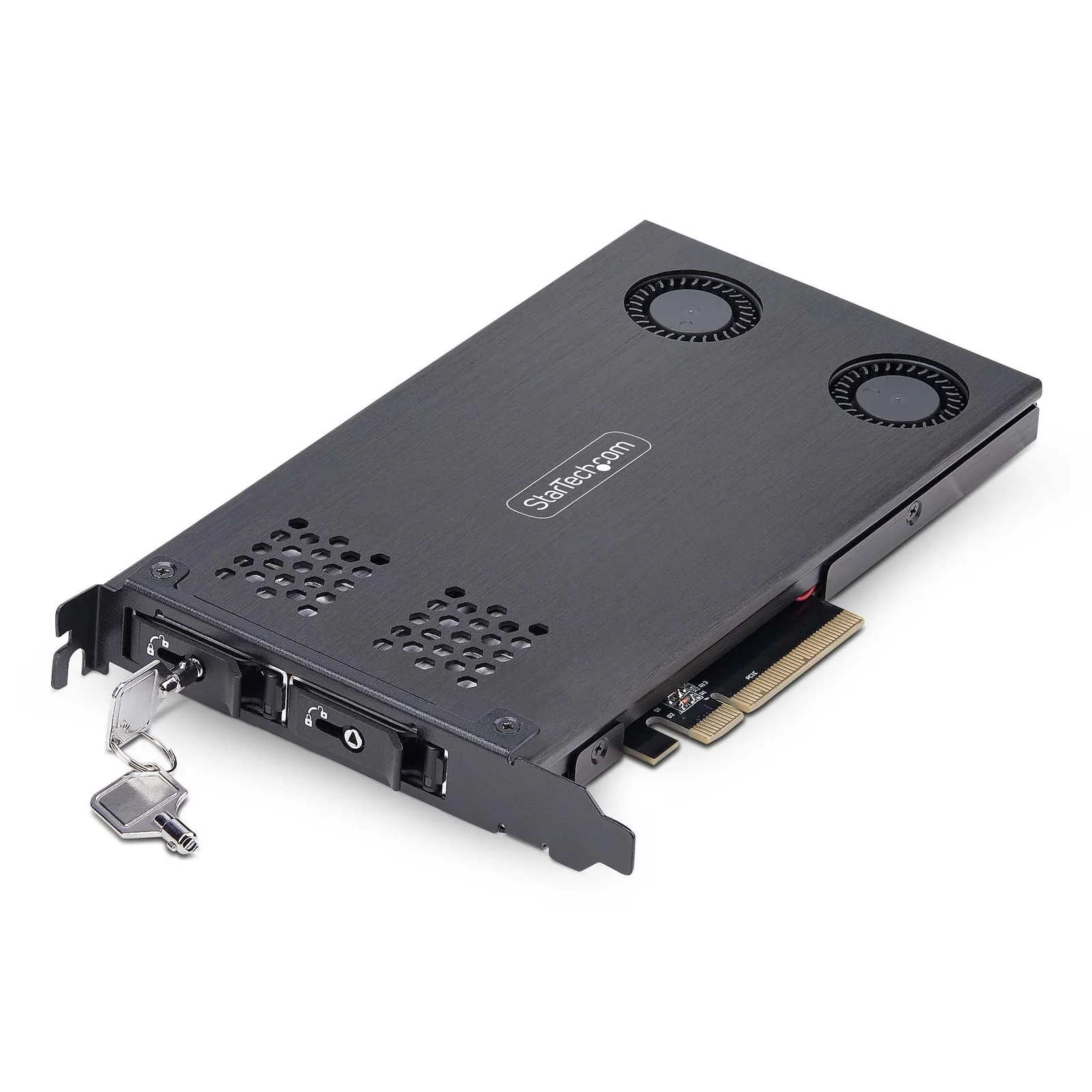 Double Baie M.2 NVMe SSD vers PCIe x8 avec Plateau Amovible, Bifurcation PCIe requise, Installation sans Outils, PCIe Backplane avec Deux Baies de Disques Hot-Swap