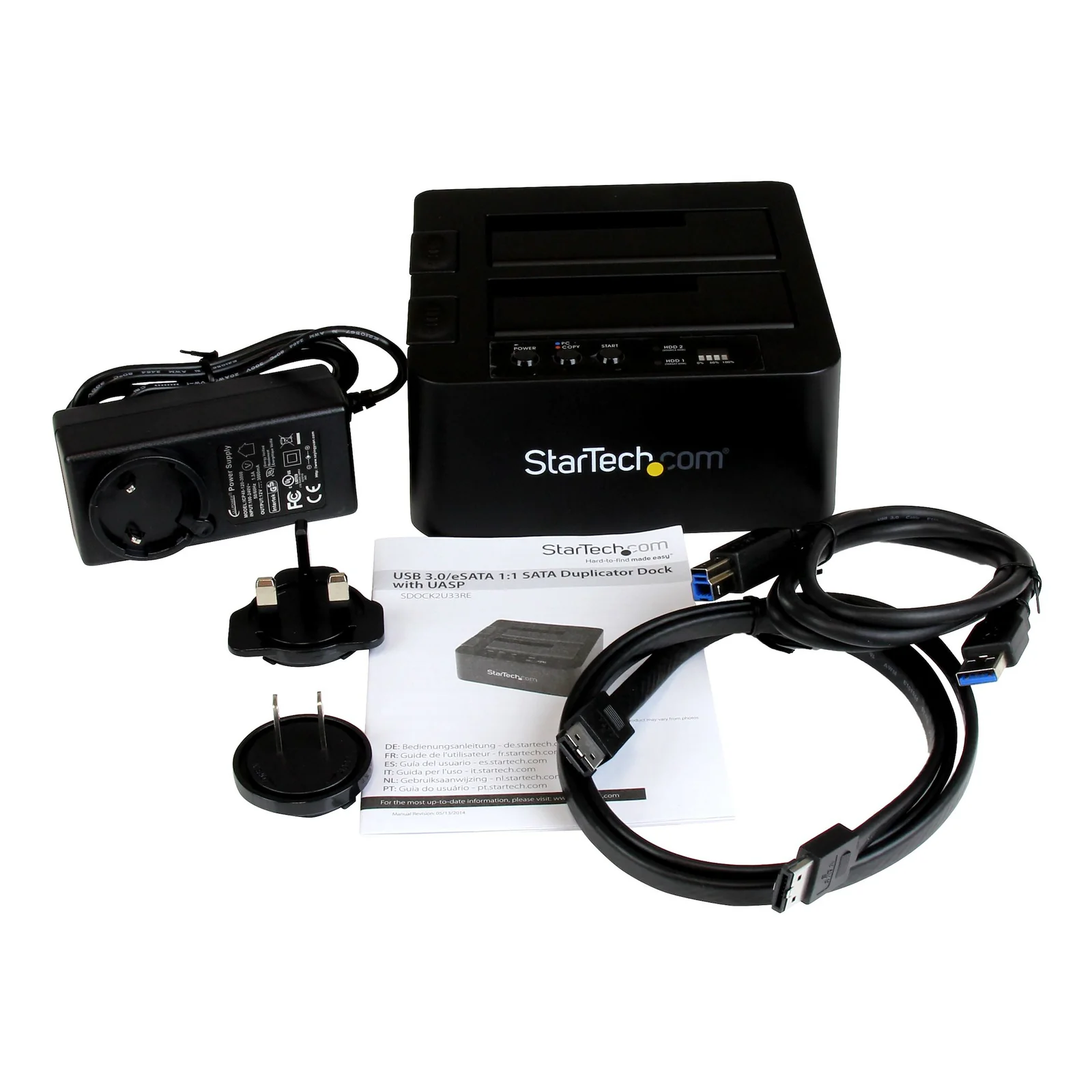 StarTech.com Duplicateur de Disque Dur à 2 Baies, Cloneur/Copieur Autonome USB 3.0 (5 Gbps) / eSATA vers 2,5/3,5" SATA III HDD/SSD, Station d'accueil pour Disque Dur, Cloneur de Disque Dur