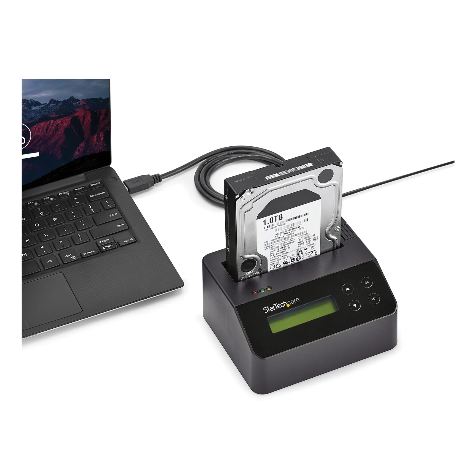 StarTech.com Effaceur de Disque Dur à Baie Unique, Nettoyeur d'HDD/SSD Autonome, 4Kn, USB 3.0 à SATA III (6 Gbps), 9 Modes d'Effacement, Dock Nettoyeur de Disque Dur Secure Erase, Port d'Imprimante DB-9, TAA