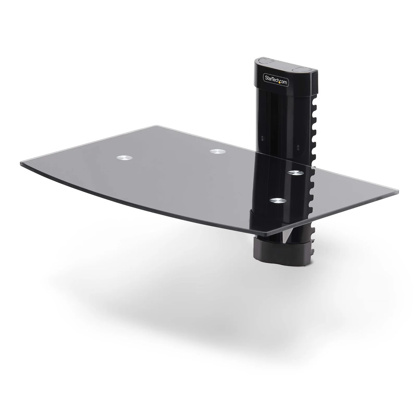 Étagère AV Murale Flottante, Support à Hauteur Ajustable pour Sous Télévision, Support Mural pour TV, Organiser l'Équipement A/V sur l'Étagère en Verre Trempé Noir