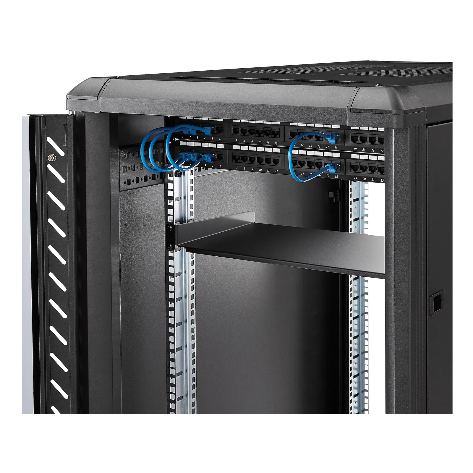 StarTech.com Étagère fixe 1U pour Montage en Rack de Serveur - Plateau Universel en Acier de 25,4cm de Profondeur pour Rack d'Équipement Audiovisuel/Réseau 19" - Capacité de Poids 20kg, Noir