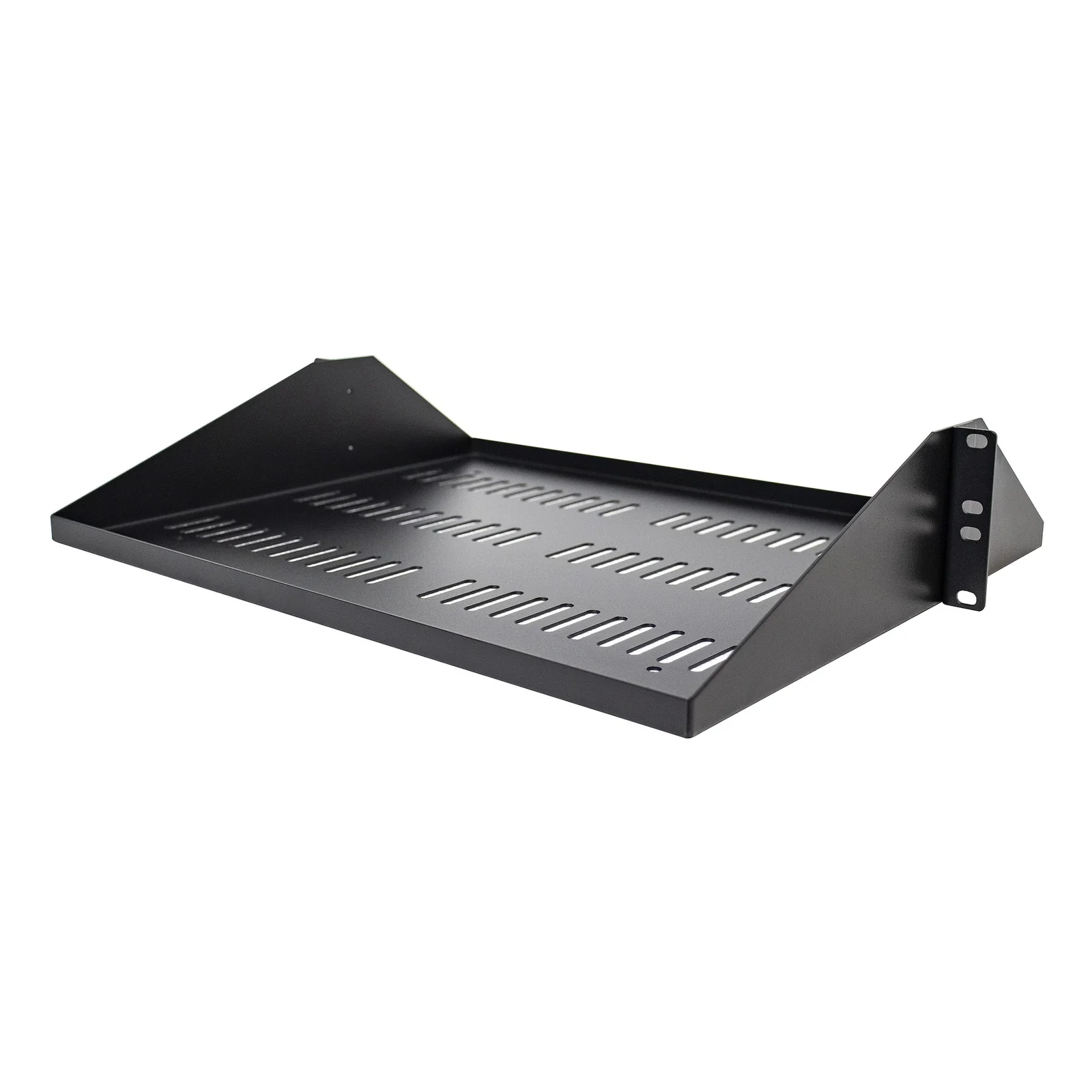 Étagère Rack 19 pouces 2U - Plateau Rackable Universel Ventilé - Étagère Baie de Brassage - Étagère Cantilever Rack 19" - Capacité 91kg - Rangement Rack Informatique - Profondeur 35,6cm (14"), Noir